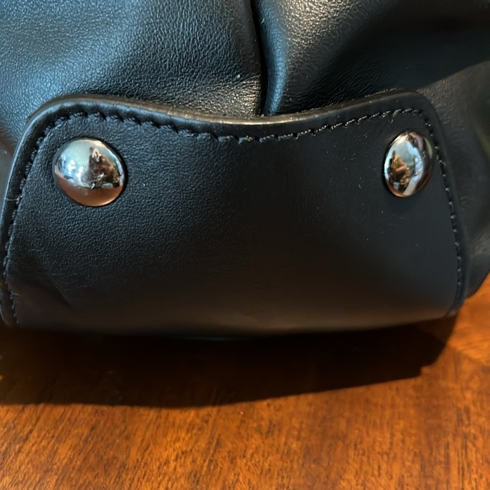 Asia Bellucci Shoulder bag genuine leather horse hair trim black Italy NWOT - Picture 9 of 17